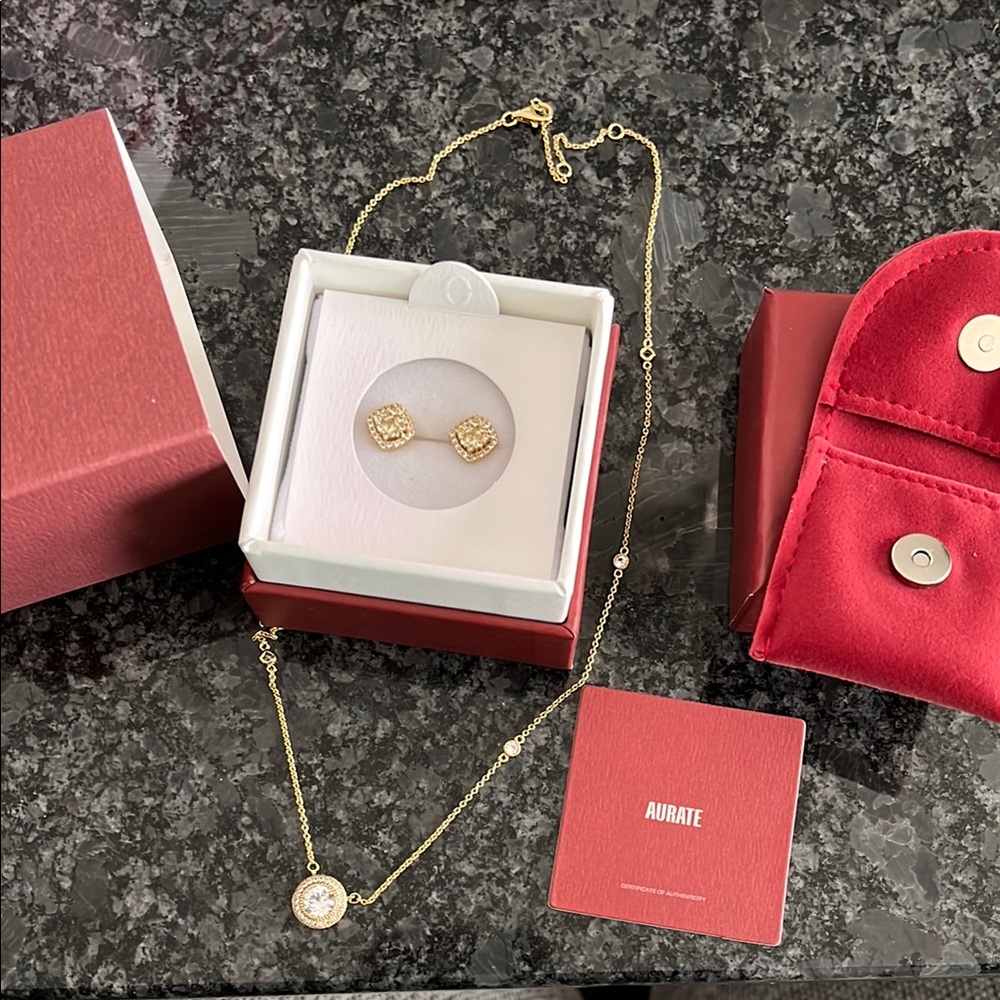 Aurate Gold Necklace and Earring Set